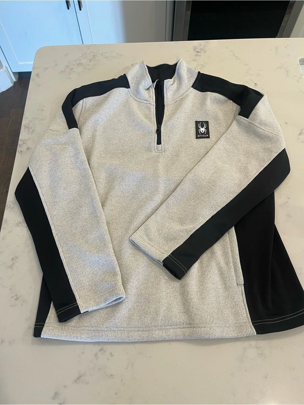 Spyder Men's Light Gray and Black Half-Zip Pullover